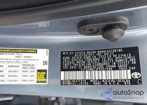 2023 Toyota Corolla Le from USA, damaged, VIN 5YFB4MDE3PP021208